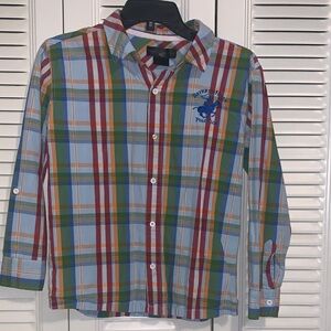 Beverly Hills Polo Club Multicolor Plaid Button Down Shirt